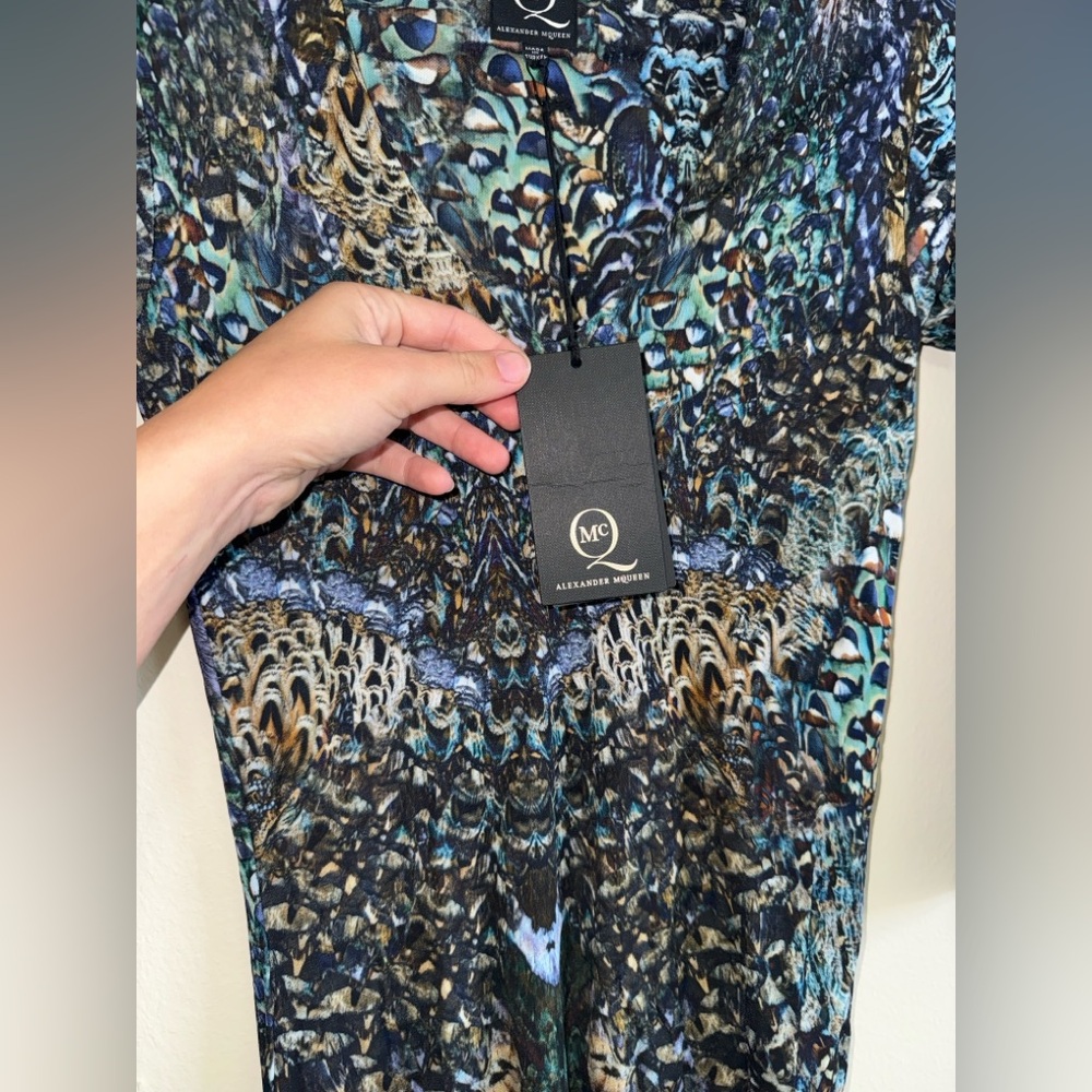 MC Alexander McQueen Peacock Draped Dress NWT $550 Size S 2022-2012 Collection - Picture 4 of 7